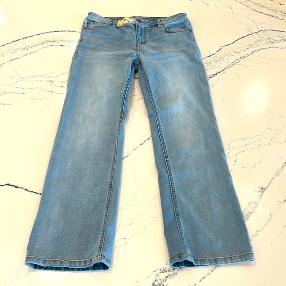 Good Hart “Windsor” Light Color Straight Crop Jeans w/ Decorative Fabric sz.8 - Picture 1 of 8